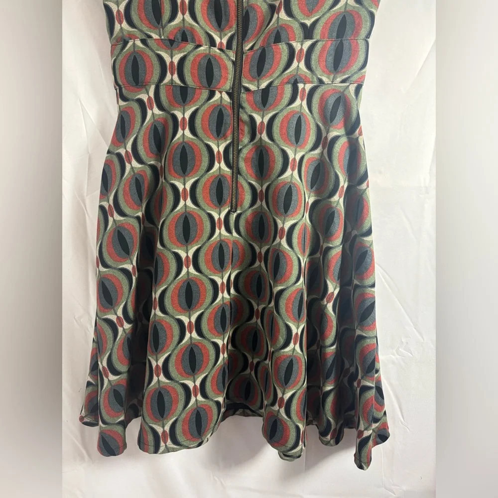 ANTHRO Louche Sleeveless Boho Art Deco Open Back Retro Midi Skater Dress Size S - Picture 5 of 13